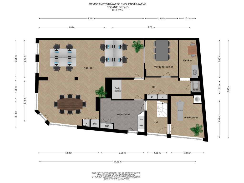 Bekijk plattegrond van Begane grond van Rembrandtstraat 38