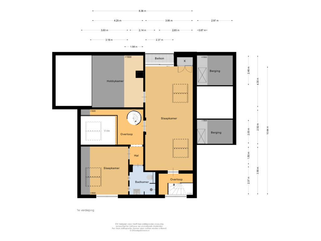 View floorplan of 1e verdieping of Militaireweg 114