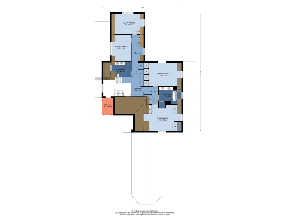 View floorplan of 1e Verdieping of Joppelaan 65