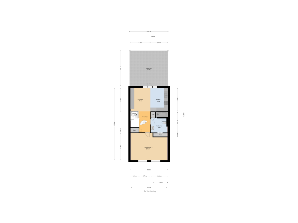 Bekijk plattegrond van 2e Verdieping van Oosthaven 15