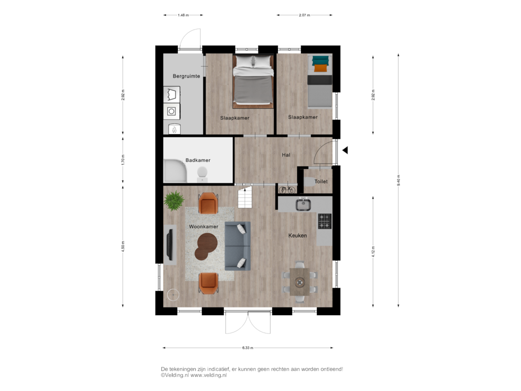 View floorplan of Woonlaag 1 of Hexelseweg 80-142