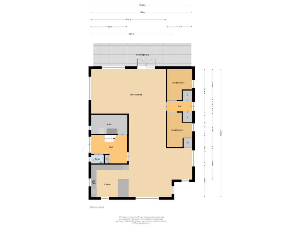 Bekijk plattegrond van Begane grond van Woude 36-D