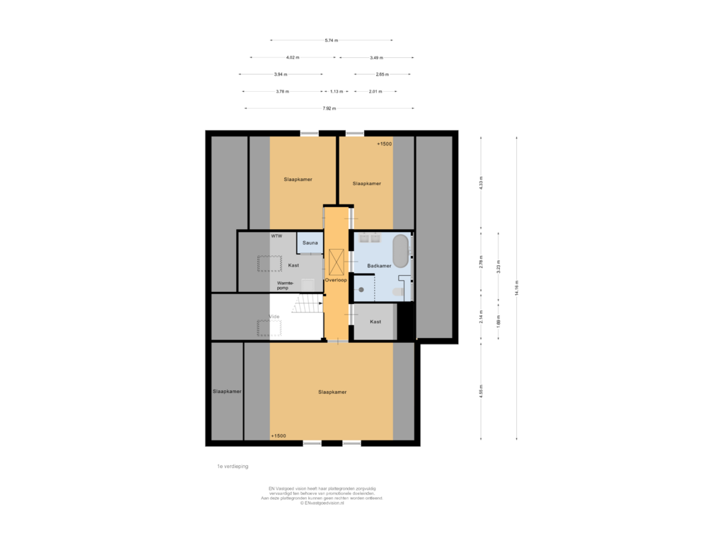 Bekijk plattegrond van 1e verdieping van Woude 36-D