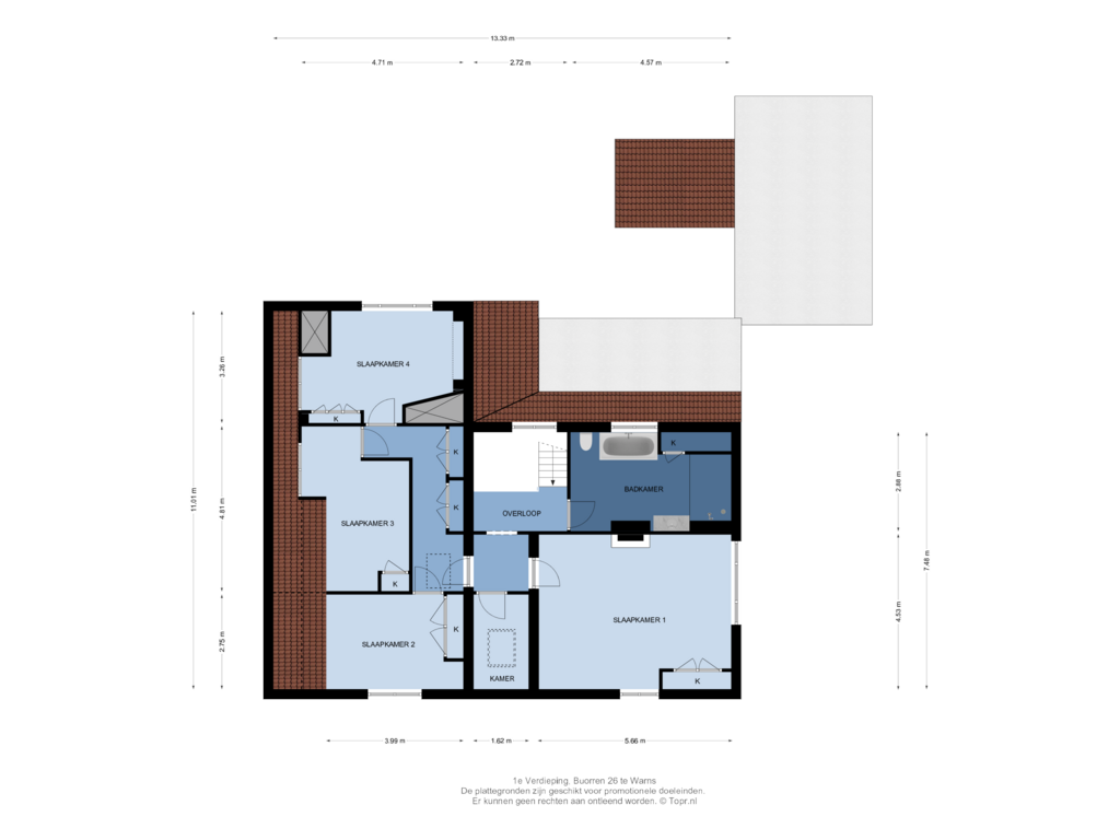 Bekijk plattegrond van 1e Verdieping van Buorren 26