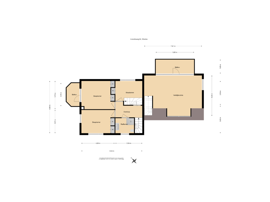 Bekijk plattegrond van 1e Verdieping van Industrieweg 8-B