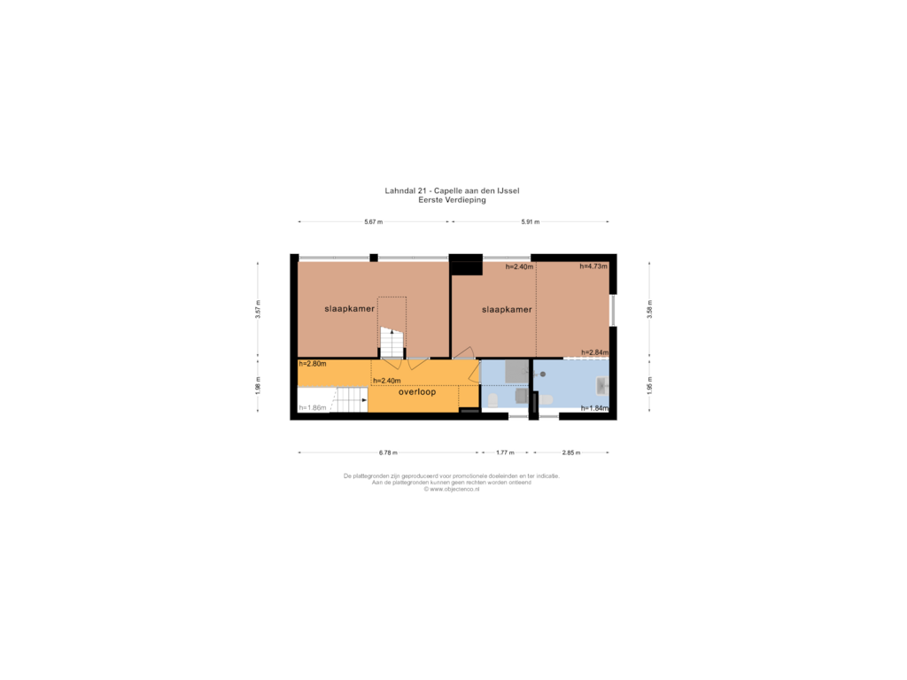 View floorplan of EERSTE VERDIEPING of Lahndal 21