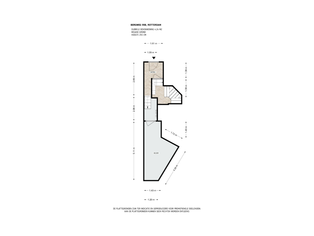 Bekijk plattegrond van begane grond van Bergweg 99-B