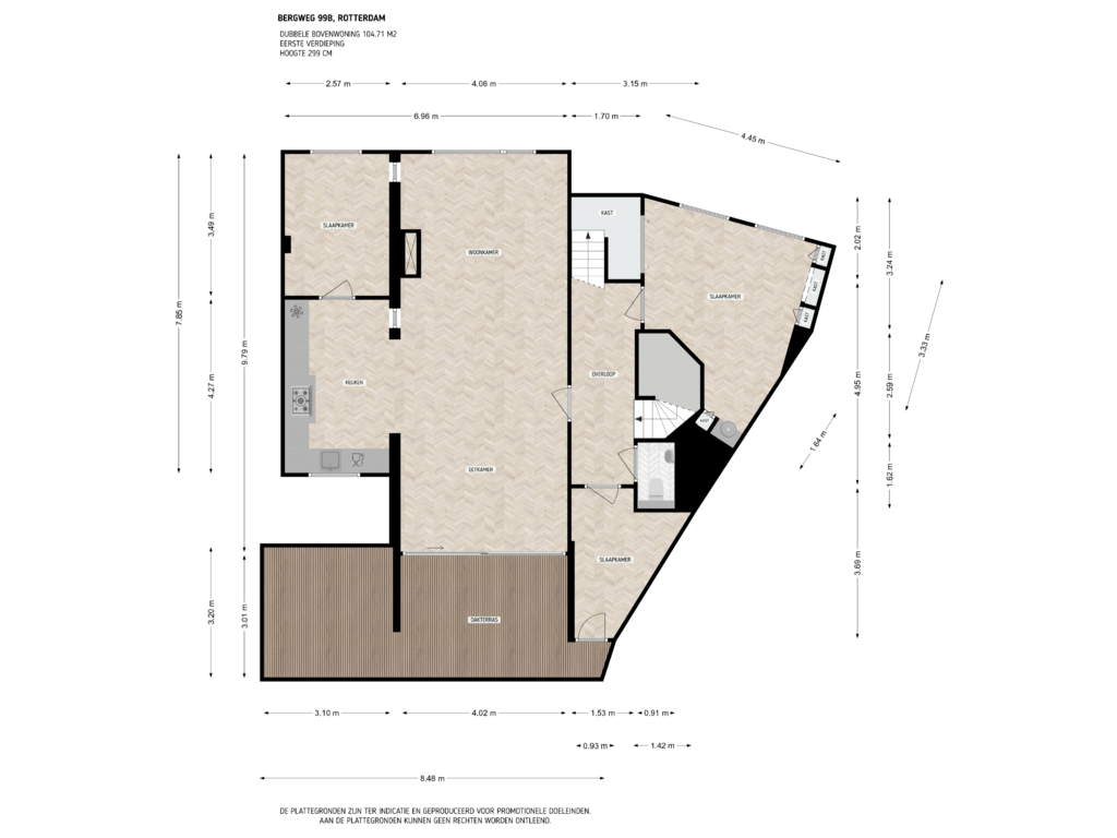 Bekijk plattegrond van 1e verdieping van Bergweg 99-B