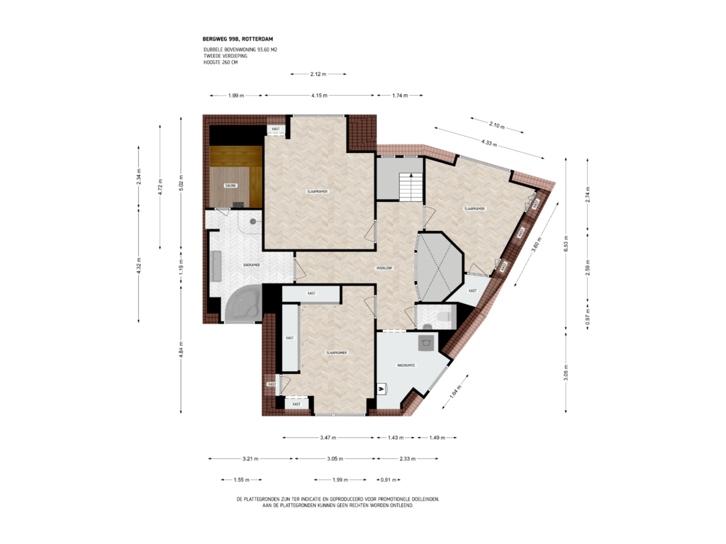 Bekijk plattegrond van 2e verdieping van Bergweg 99-B