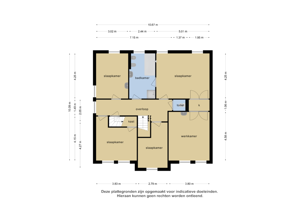 View floorplan of 1e verdieping of Bosstraat 21