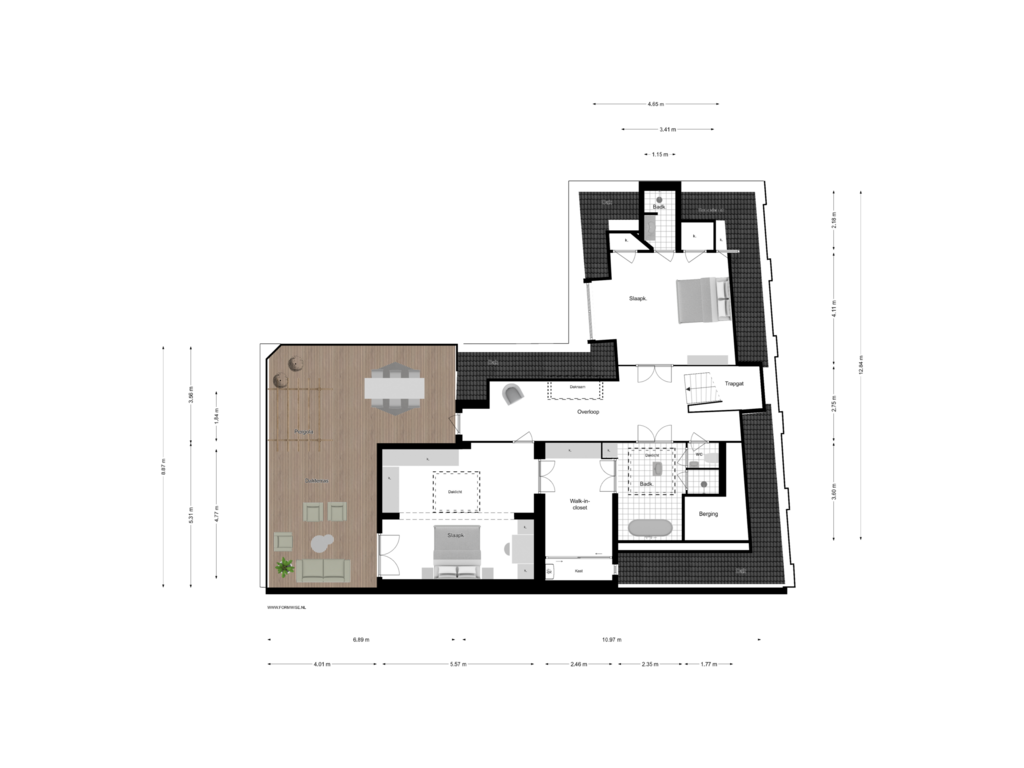 Bekijk plattegrond van 3e VERDIEPING van Herengracht 119-II