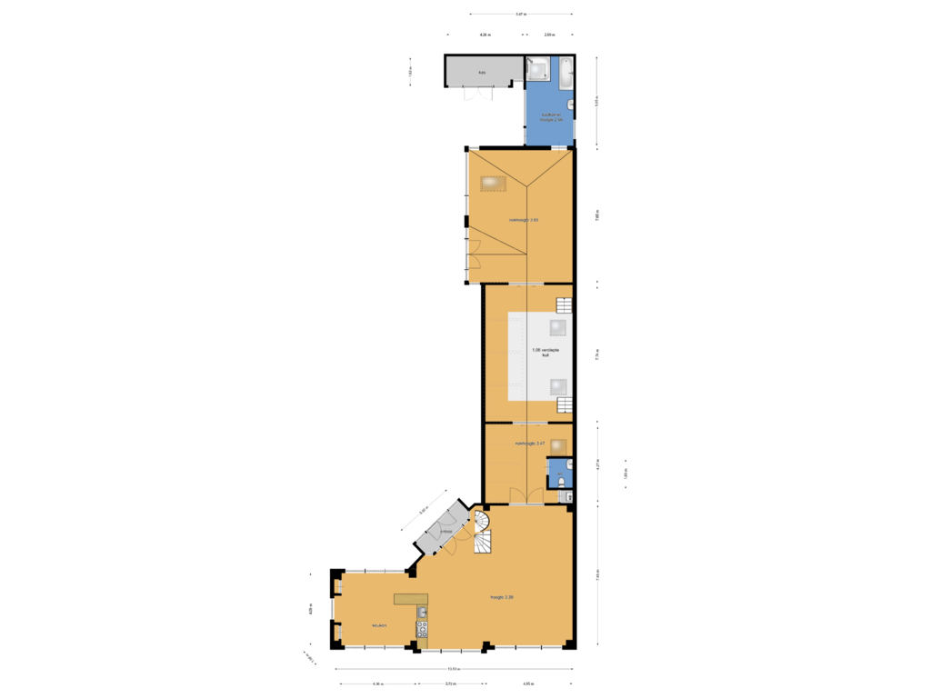 View floorplan of begane grond of Zandpad 2-C