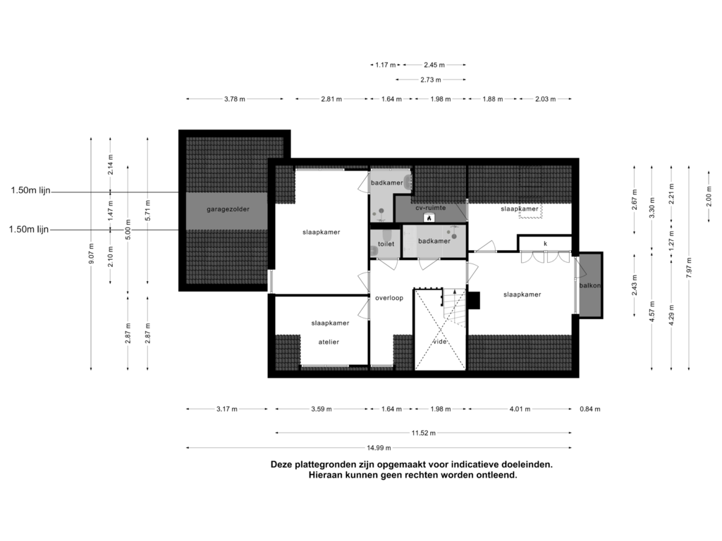 View floorplan of 1e verdieping of Eikenlaan 20