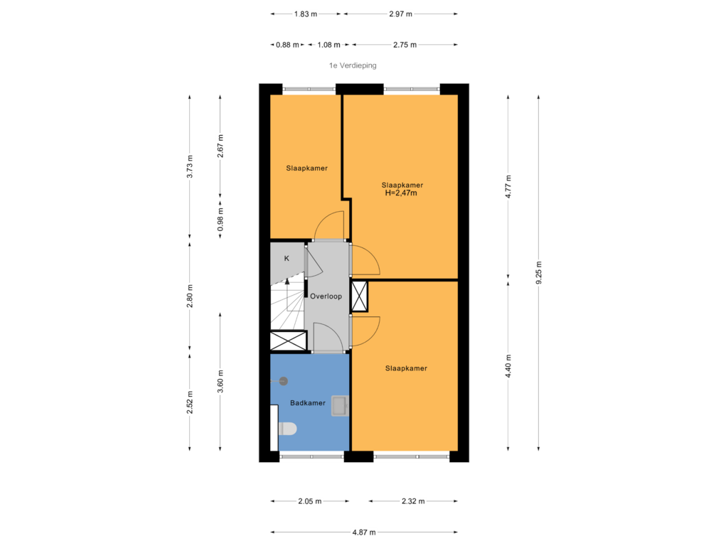 Bekijk plattegrond van 1e Verdieping van De Heemstraat 38-A