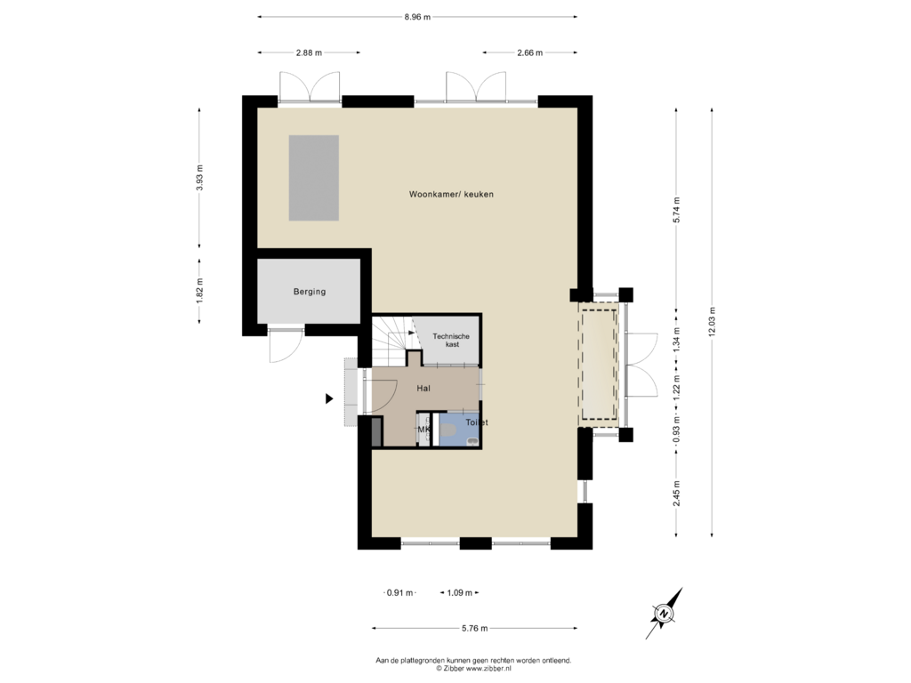 View floorplan of Begane grond of Azalealaan 204