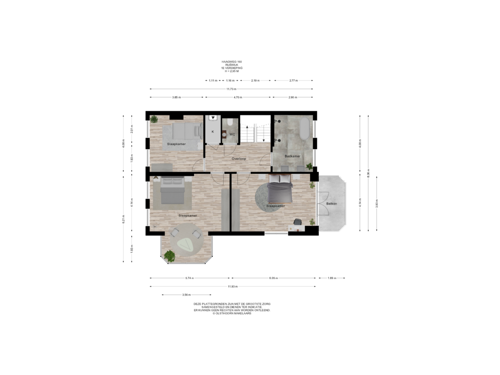 Bekijk plattegrond van 1e Verdieping van Haagweg 160