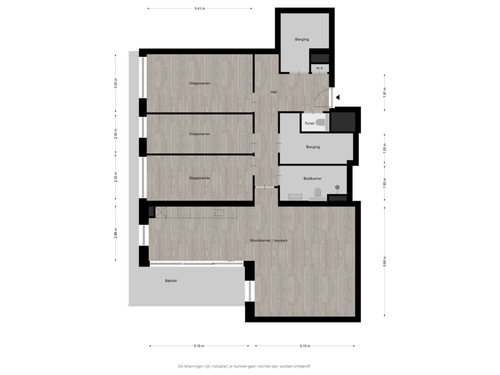 View floorplan of Woonlaag 1 of Appartement StadsEiland (Bouwnr. 30)