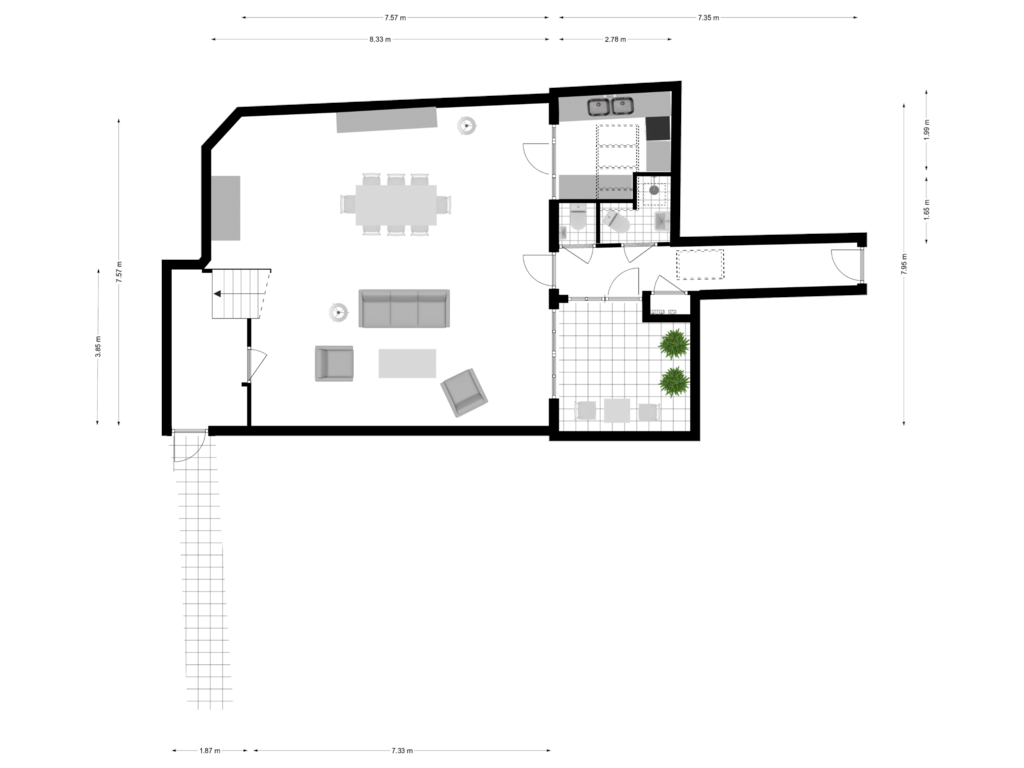 Bekijk plattegrond van BEGANE GROND van Oudezijds Voorburgwal 153-A