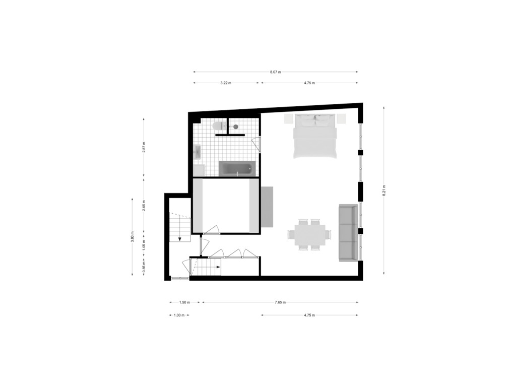 Bekijk plattegrond van TWEEDE VERDIEPING van Oudezijds Voorburgwal 153-A