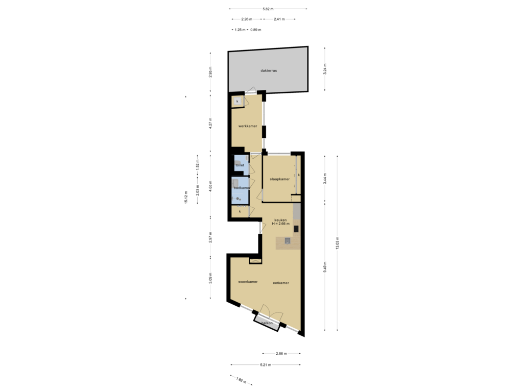 View floorplan of Appartement of Prinsengracht 260-2