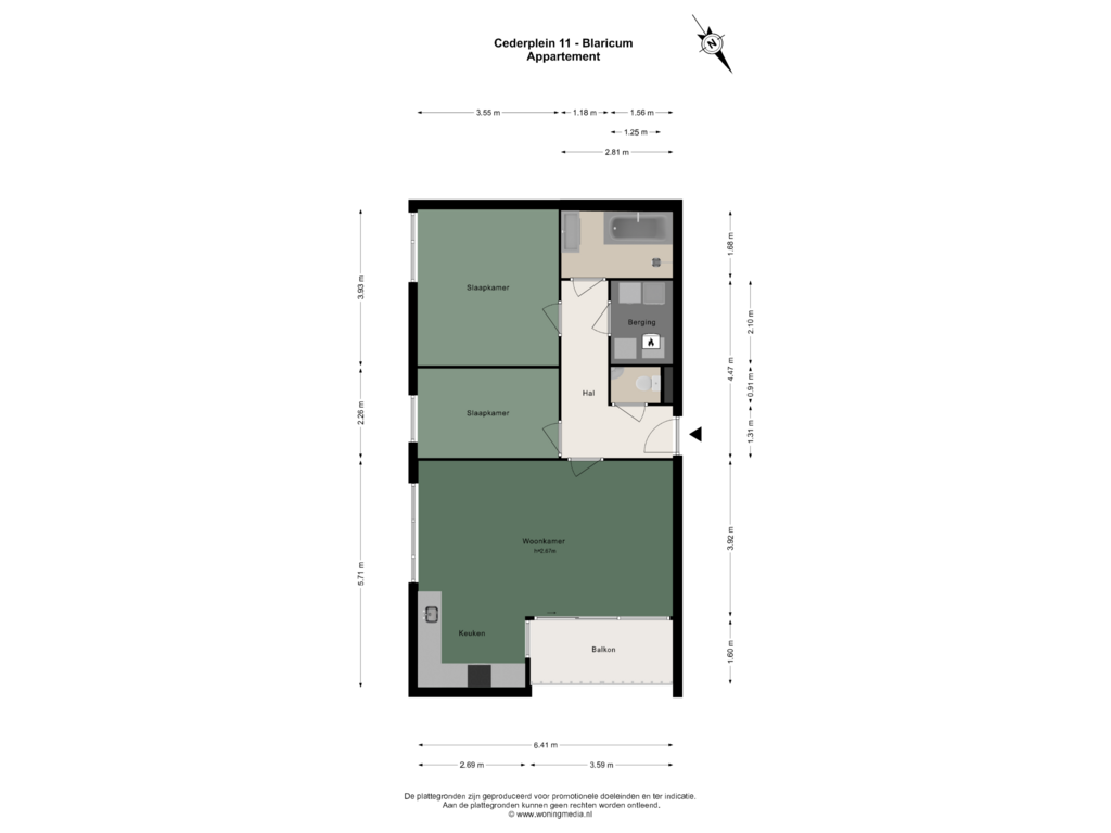 Bekijk plattegrond van Appartement van Cederplein 11