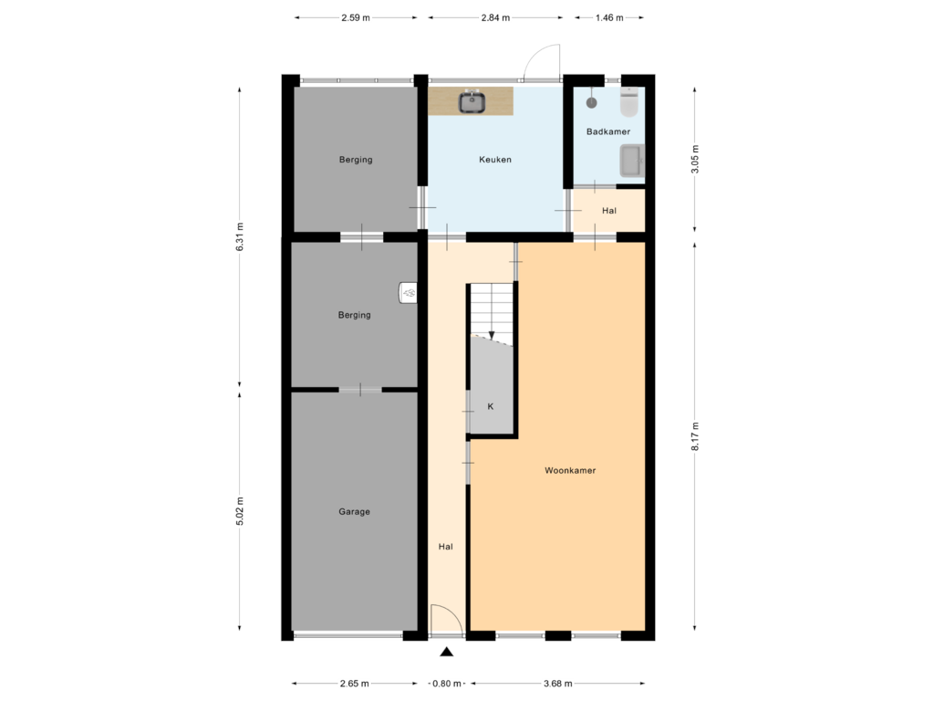 Bekijk plattegrond van Begane Grond van Hoogstraat 48