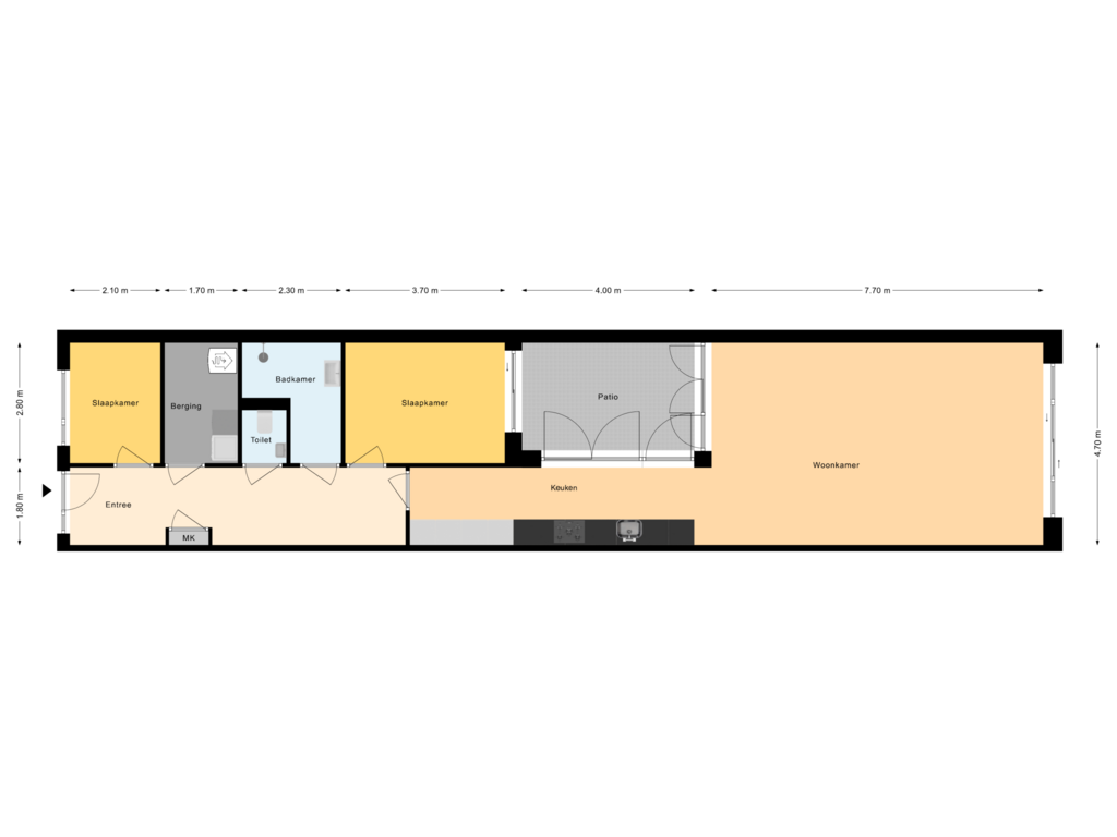 Bekijk plattegrond van Begane Grond van Patiowoningen tussenwoningen (Bouwnr. 2)