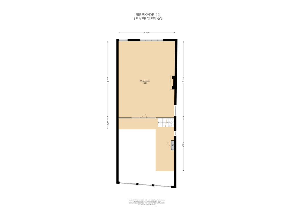 Bekijk plattegrond van 1E Verdieping van Bierkade 13