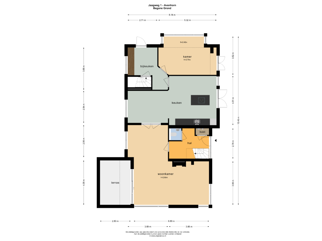 Bekijk plattegrond van BEGANE GROND van Jaagweg 1