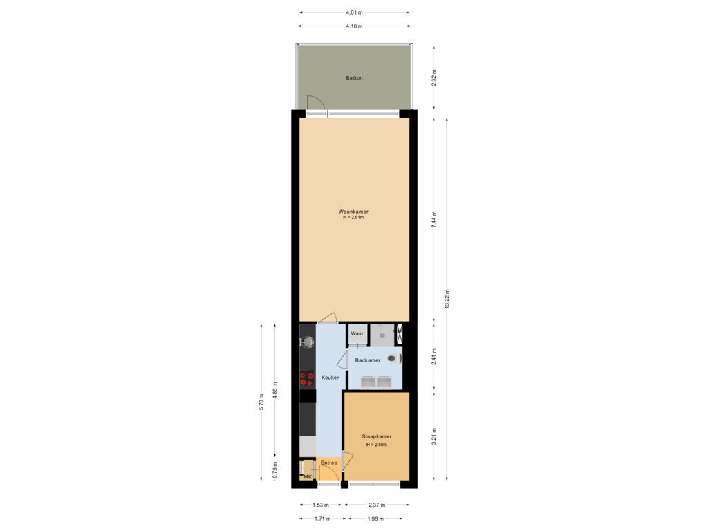 View floorplan of Appartement of Residence Rembrandt 17