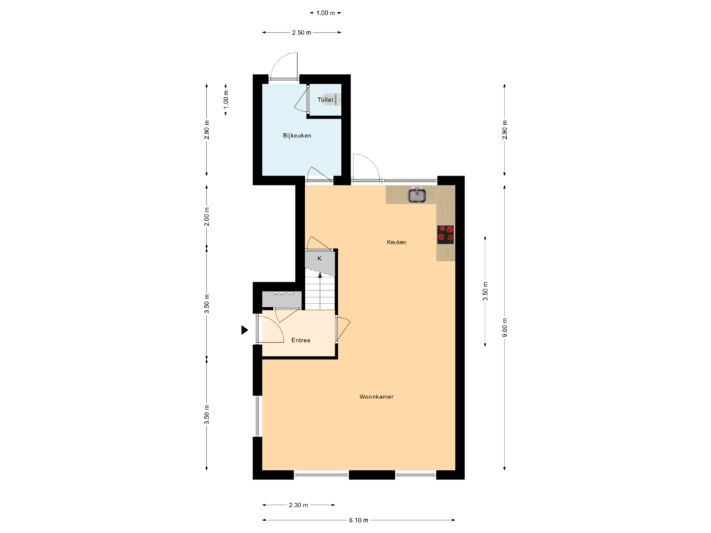 Bekijk plattegrond van Begane Grond van Dorpsstraat 21-A