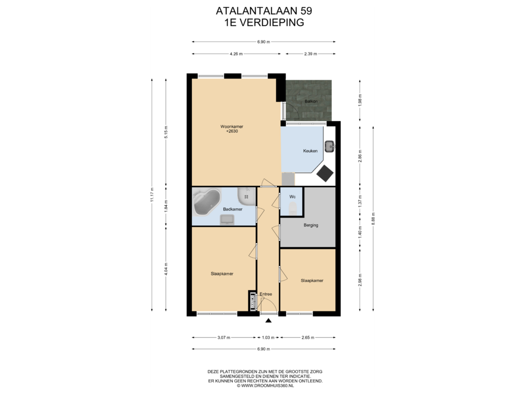 Bekijk plattegrond van 1E Verdieping van Atalantalaan 59