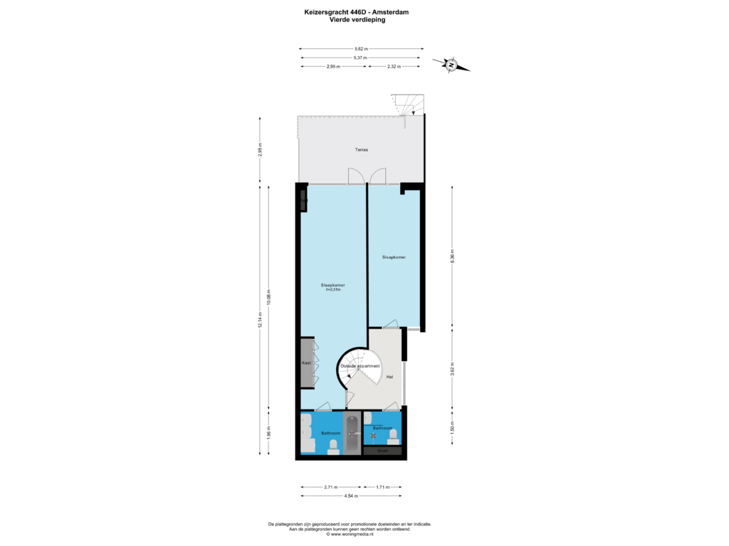 View floorplan of Vierde verdieping of Keizersgracht 446-D