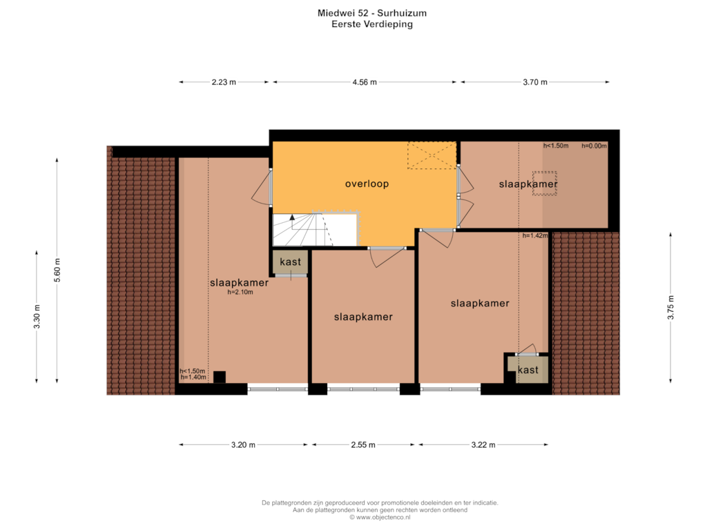 View floorplan of EERSTE VERDIEPING of Miedwei 52