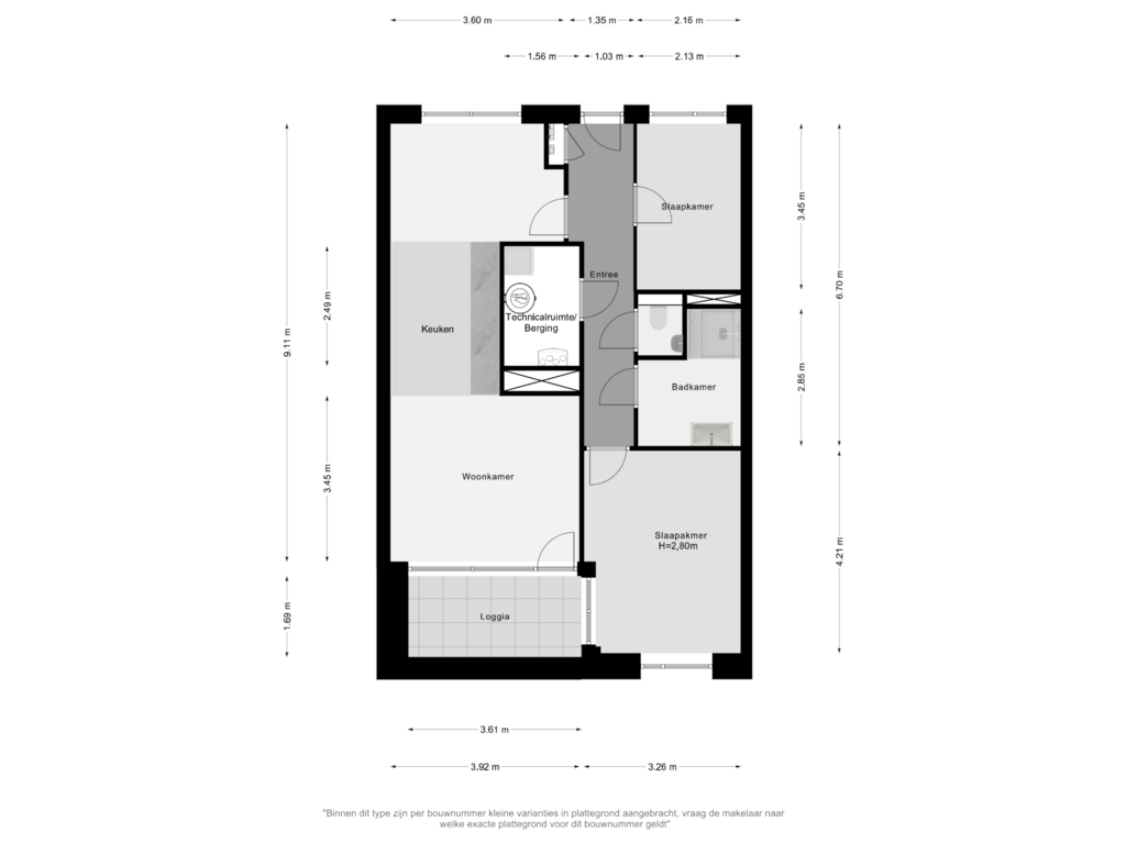 Bekijk plattegrond van Appartement van Crooswijkseweg (Bouwnr. 70)