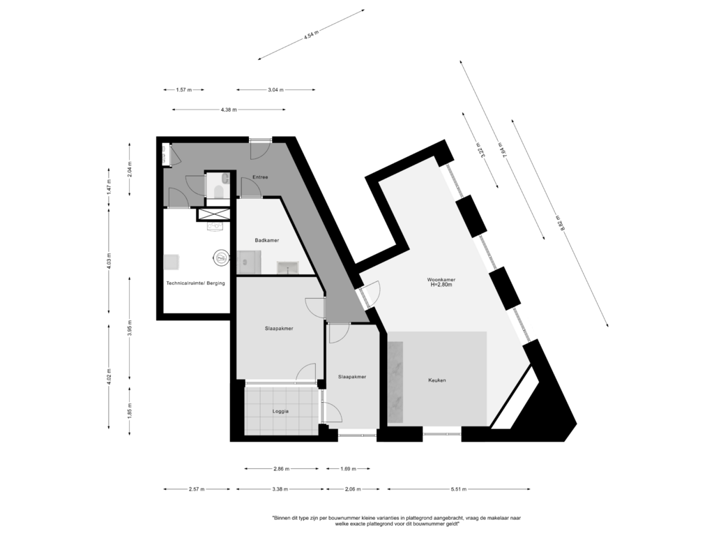 View floorplan of Appartement of Crooswijkseweg (Bouwnr. 31)