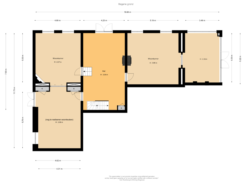 Bekijk plattegrond van Begane grond van Elswoutslaan 2-A