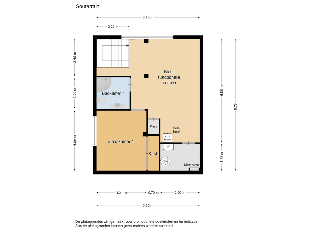 Bekijk plattegrond van Souterrain van Kievit 12-B 280