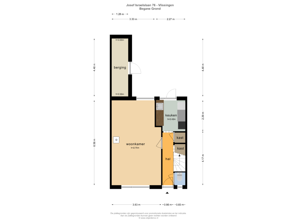 Bekijk plattegrond van BEGANE GROND van Jozef Israelslaan 76