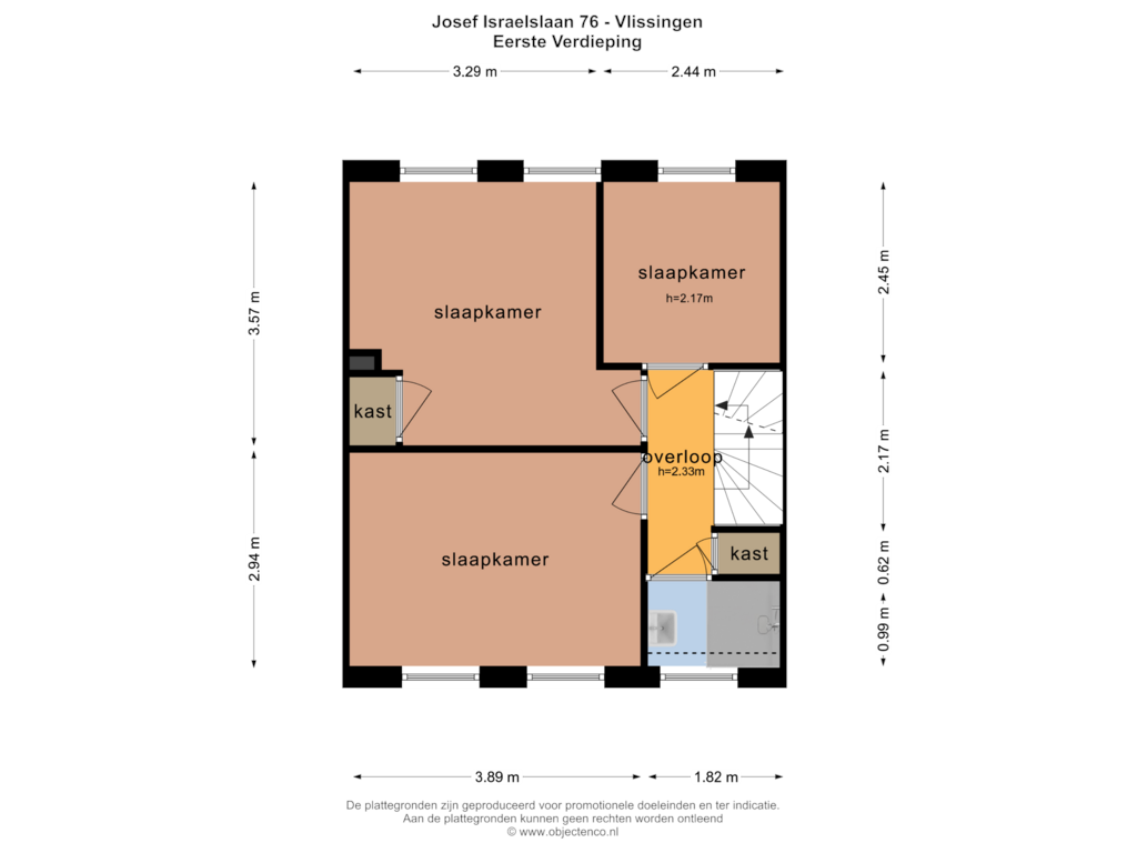 Bekijk plattegrond van EERSTE VERDIEPING van Jozef Israelslaan 76