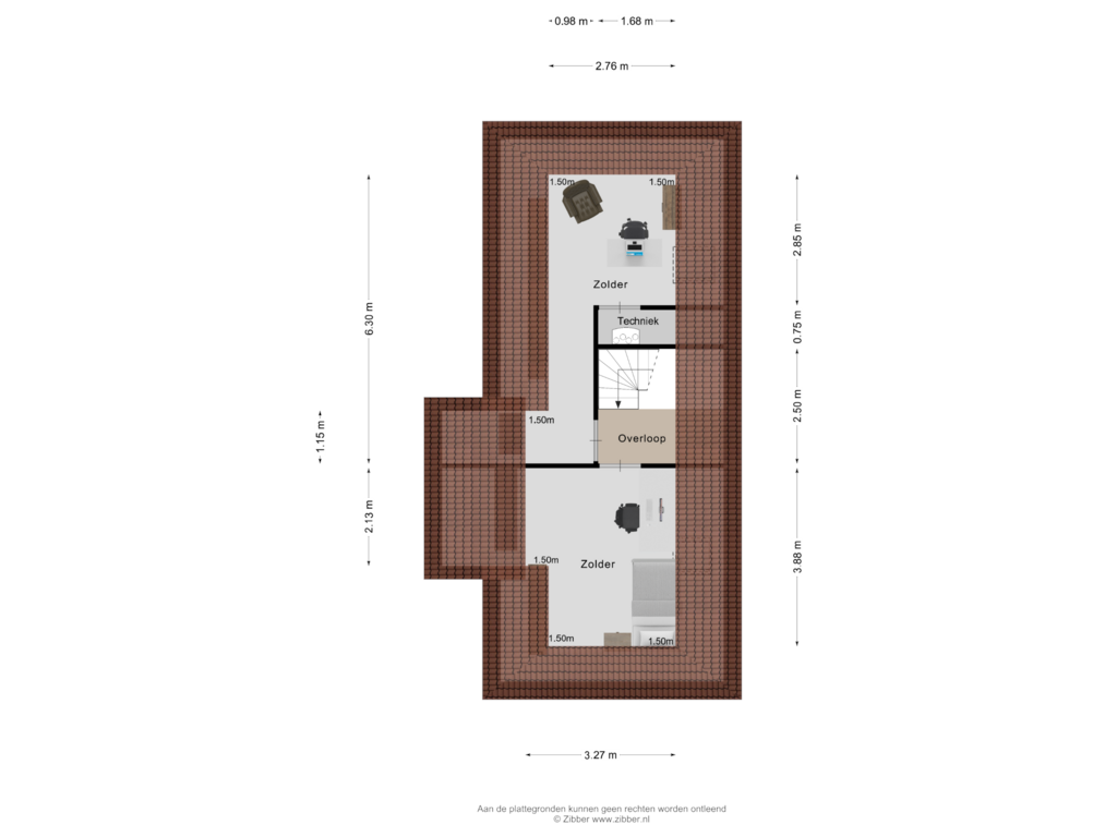 Bekijk plattegrond van Tweede verdieping van Bouwnummer 008 (Haarweg 6-B)