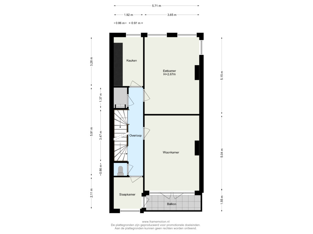 Bekijk plattegrond van Verdieping 2 van Boergoensevliet 55-A