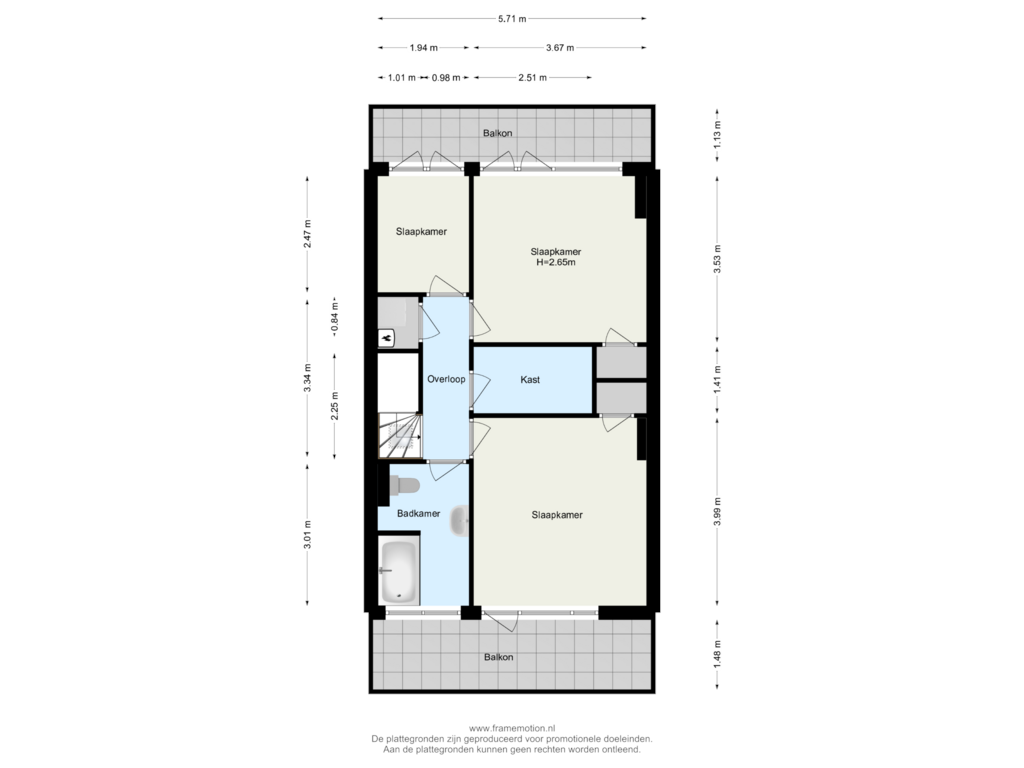 Bekijk plattegrond van Verdieping 3 van Boergoensevliet 55-A