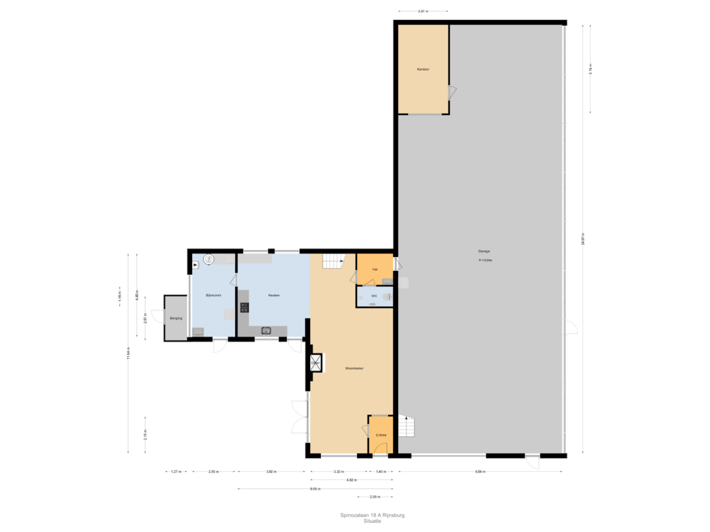 Bekijk plattegrond van Begane grond van Spinozalaan 18-A