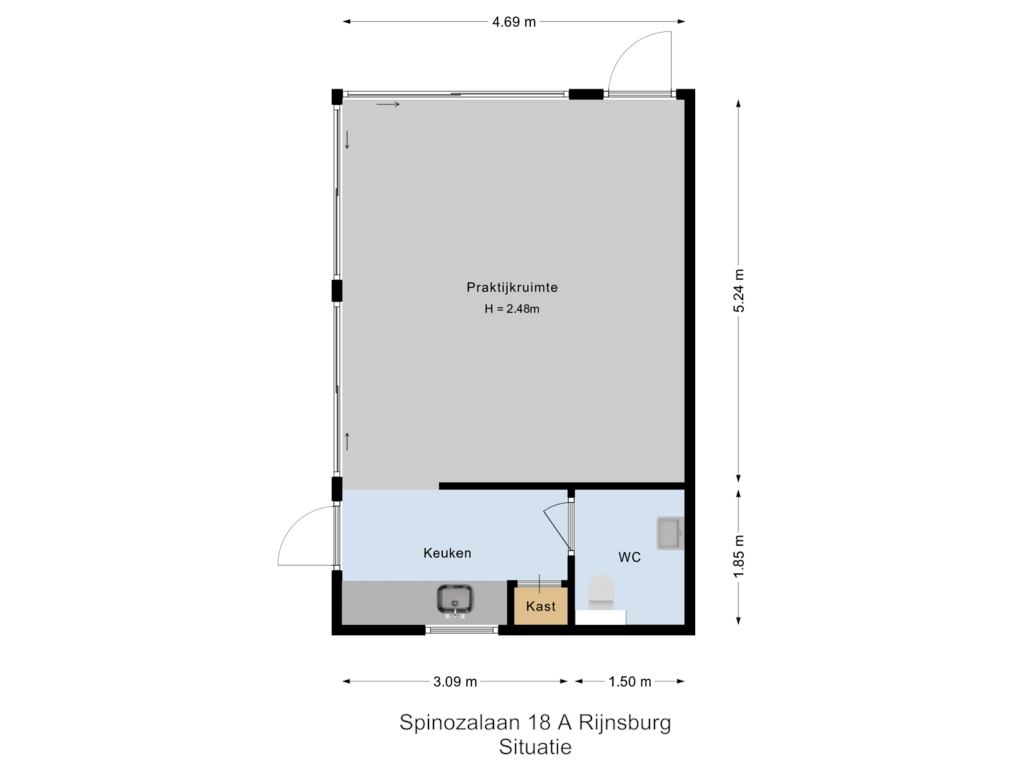 Bekijk plattegrond van Bijgebouw van Spinozalaan 18-A