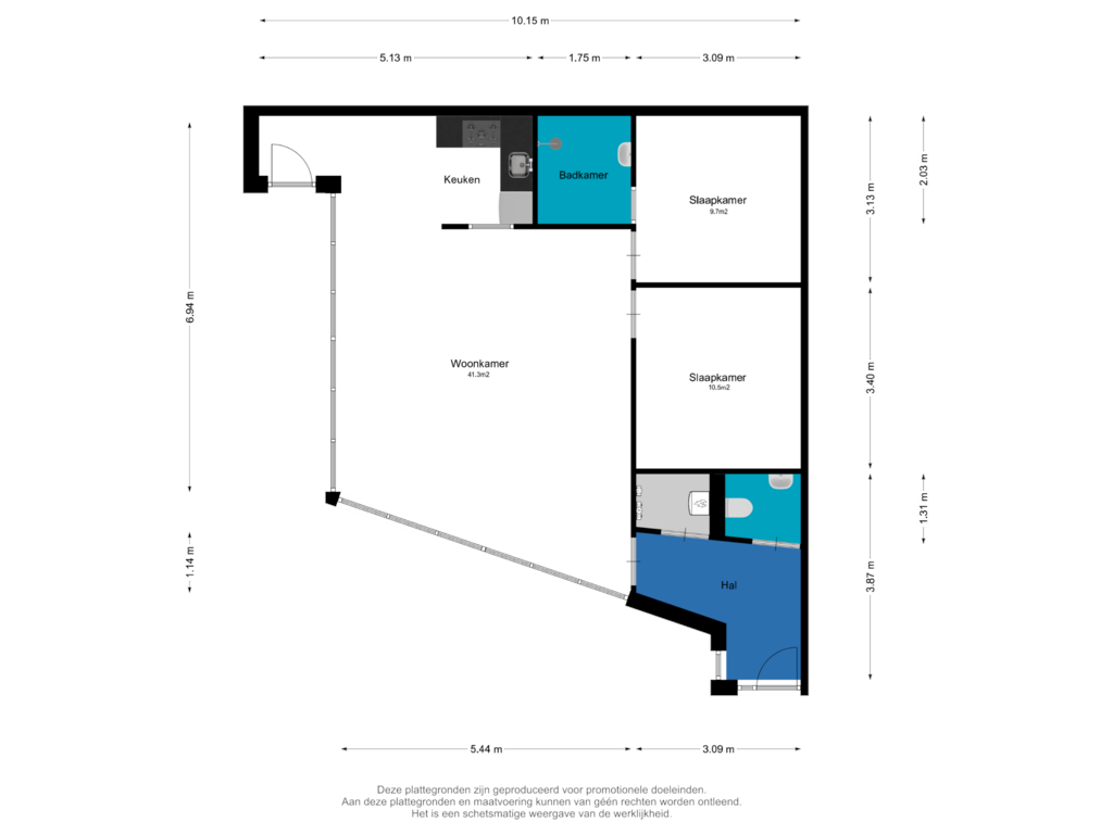 View floorplan of Appartement of Dorpsstraat 65