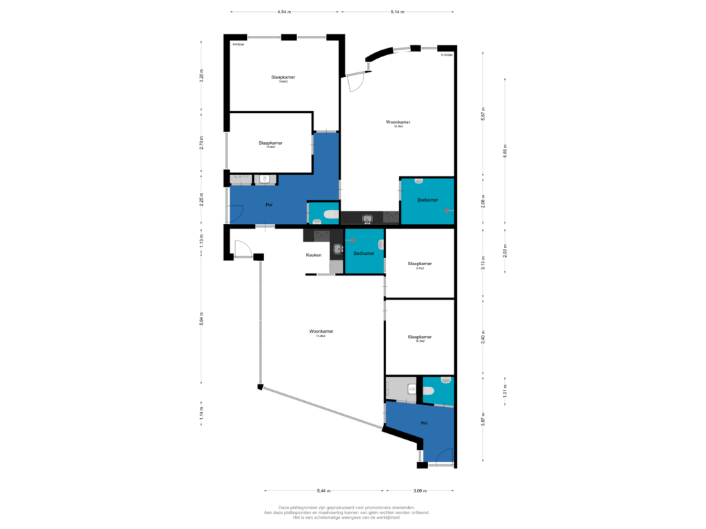 Bekijk plattegrond van Appartement van Dorpsstraat 63-A EN 65