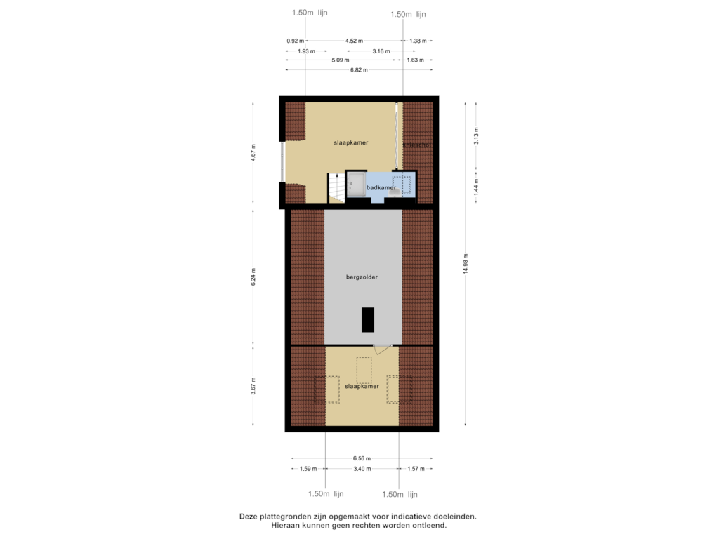 View floorplan of 1e verdieping of Kerkeinde 61