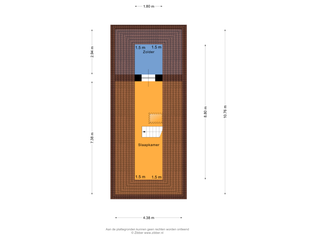 Bekijk plattegrond van Tweede verdieping van Hoogstraat 36