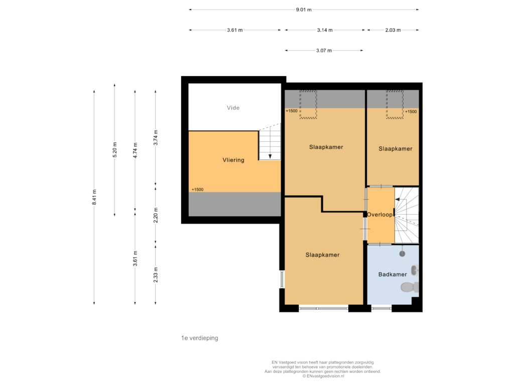 Bekijk plattegrond van 1e verdieping van Mijehof 16